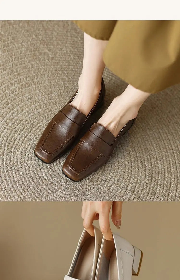 Style Spring Autumn Versatile British Style Flat Shoes Women's Vintage Leather Pumps High Heel Shoes Summer Season 2026