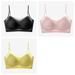 3Pcs/Set Ultra-thin Bras Women Ice Silk Small Chest Underwear Sexy Lingerie Padded Seamless Bra Summer Tube Top