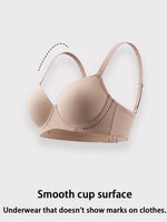 Women Smooth Cup Seamless Bra Side Fat Push Up Brassiere Underwire Support Everyday Comfortable Bra