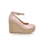 NASBAVI Classic Wedges Shoes for Women Spring Casual Ankle Straps High Heels Pumps Shoes Green Wedge Wedding Office Shoes Female