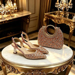 Doershowfashion High Quality African Style Ladies Shoes And Bags Set Latest silver Italian Shoes And Bag Set For Party HGH1-1