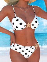 Sexy White Polka Dot Print Bikini Set 2026 Women Metal Starfish Push Up High Waist Swimsuit Beach Holiday Bathing Suit Swimwear
