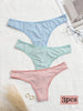3Pcs Women's Cute And Fresh Multi-color Striped Underwear Thong Without Trace Antibacterial Daily Casual Underwear Thong C364