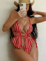 DEKA Bohemia Lace-up Bikini Set Hollowed Swimwear Women Beach Backless Swimsuit Femal Summer Straps Monokini Lady Bathing Suit