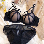 Hot Sale Women Lace Underwear Sexy Hollow Push Up Bra Set Classic Bandage Lingerie Fashion Fluorescent Plus Size C D Brassiere