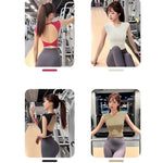 Sexy Short Backless Fixed Chest Pad Sports T-shirt Vest Women's Tight Fitting Quick Drying Slimming Yoga Suit Top Clothing