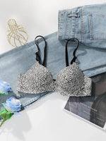 Women's Sexy One-piece Bra With Small Floral Patterns Without Steel Rings Gathered Push Ups Daily Comfortable Underwear A5033