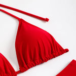2025 Sexy Bikinis Female Swimsuits Women's Four-Piece Swimwear Beach Swim Wear Bathing Suits Brazilian Bikini Set Red Bather