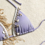 Shell Decoration Swimwear String Halter Bikinis Sets Micro Thong Sexy Swimsuit Women 2026 Bathing Suit Purple Triangle Bikini