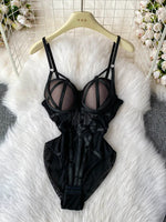 MOYISU Sexy Instagram Viral Bodysuit Women Pure & Sexy Sheer Mesh Halter Push Up Pads Summer Lingerie Euro Style Hot Sale SG
