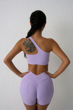 DIAS FIT JOY One-Shoulder Sexy Sports Bra Yoga Fitness Training Outwear with Detachable Beauty Back Design for Women
