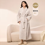 Thick Cozy Fleece Couple Bathrobe, Men Women Long Warm Loungewear, Autumn Winter Flannel Plus Size Robe Pajamas