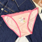 Cotton Girls Panties Cute Cat Sexy Japanese Lace Women Briefs Lady ThongUnderwear G String Female Low Waist Lingerie