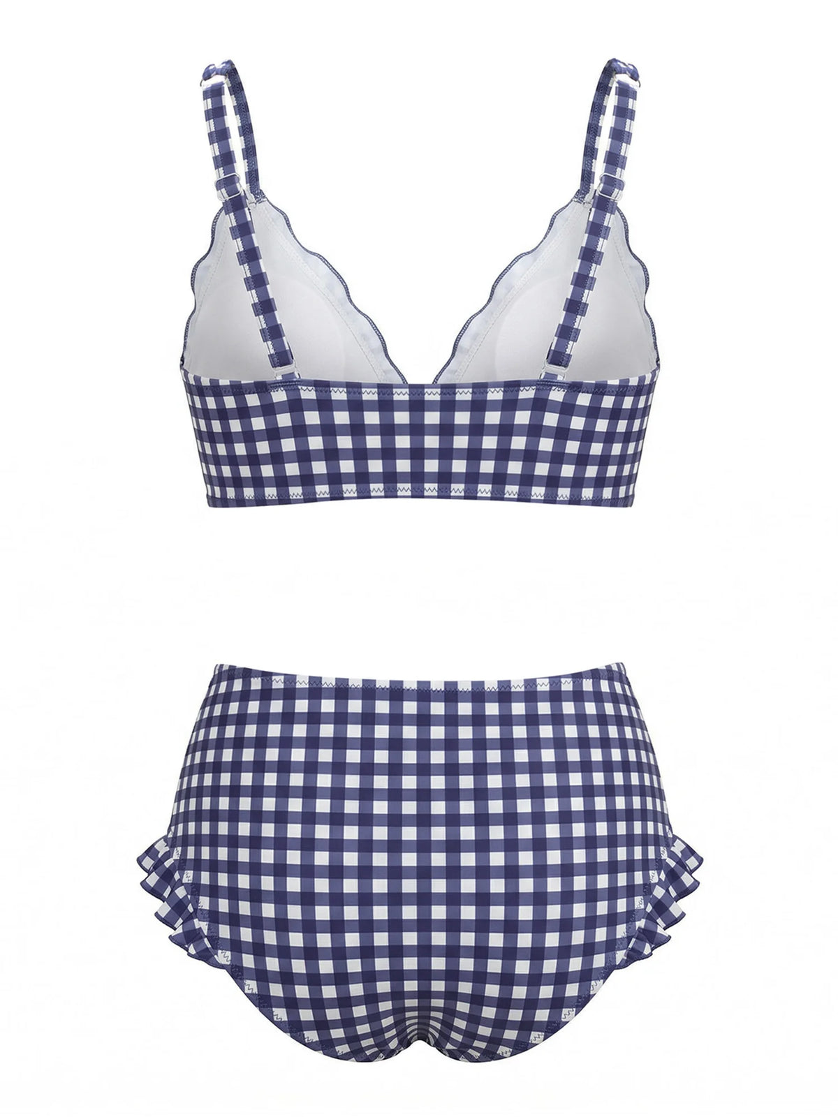 Women 2 Piece Bikini Set Striped/Plaid Swimsuits V Neck Bra and High Rise Thongs Casual Bathing Suits for Beach Pool