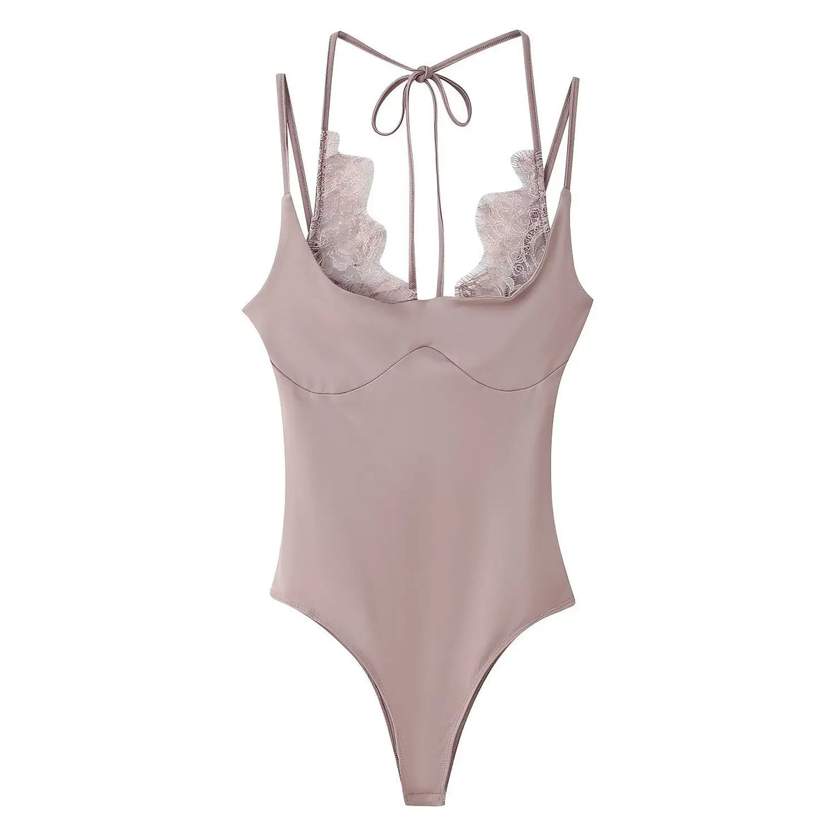 Women's Lace Patchwork Halter Neck Bodysuits Lace Backless Halter Bodysuit Strap For Women Daily Wear Bodysuits Pure Desire SSQF