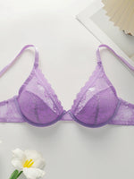 Beautiful fashionable colored strip steel support underwear thin lace semi transparent women's underwear sexy Lingerie HR2635