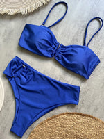 Shiny Sparkling U Shaped Female Swimsuit High Waist Bikini Women Swimwear Two-pieces Bikini Set Pool Bathing Suit Swim Beachwear