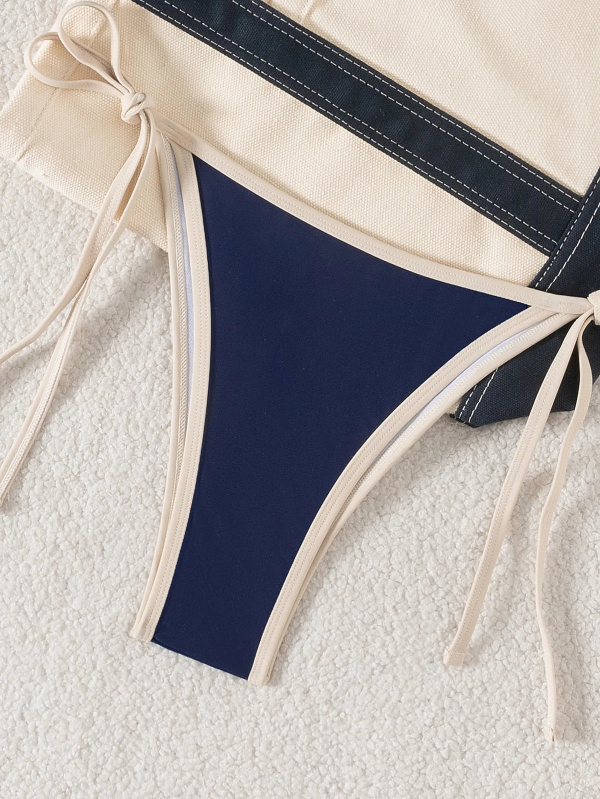 Sexy Navy Patchwork Bikini Set 2026 Women Halter Push Up Bra Triangle Swimsuit Brazilian Beach Bathing Suit Micro Swimwear