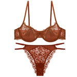 French Sexy Lingerie Ultra-thin Satin Lace Lingerie Set Anti Sagging Bra Half Cup Ultra-thin Lace Gather Anti-sagging Bra Set