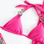 Mesh Skirt Halter Jewelled Diamond Bikini Female Swimsuit Women Swimwear Three-pieces Bikini Set Bathing Suit Swim Beachwear