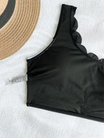 Sexy Black White Patchwork Bikini Women Ruffles One Shoulder Push Up High Waist Swimsuit Summer Bathing Suit Vacation Swimwear