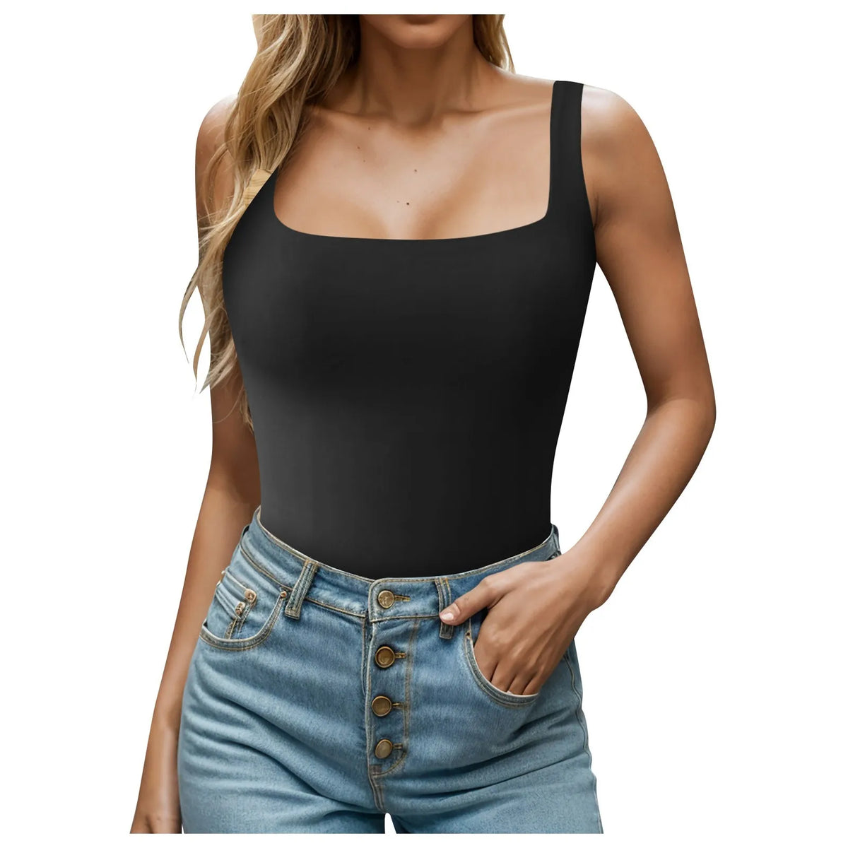 Square Neck Camisoles For Women Chiffon Solid Sleeveless Tight Elastic Bodysuit Slimming Top Sexy Women Blouses Ropa De Mujer
