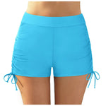 Beach Bathing Suit Women High Waist Bikini Bottoms Swim Briefs Drawstring Beach Shorts Solid Leopard Bikini Ruched Swim Bottoms