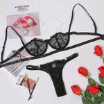 2 Pieces Sexy Lingerie Fancy Lace Erotic Set Transparent Underwear Fairy Embroidery Brief Sets Delicate BraPush Up Breves Kit