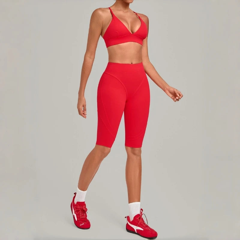 Women's Seamless Yoga Set Sports Fitness Gym Slim Fit Beautiful-Back Bra Hip Lift High-Waist Pants Suits Training Workout Sets