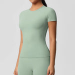 Women Gym Tops Running Sports T Shirts Breathable Summer Yoga Tops Shirts Short Sleeve Fitness Elastic Sports Top Active Top Tee