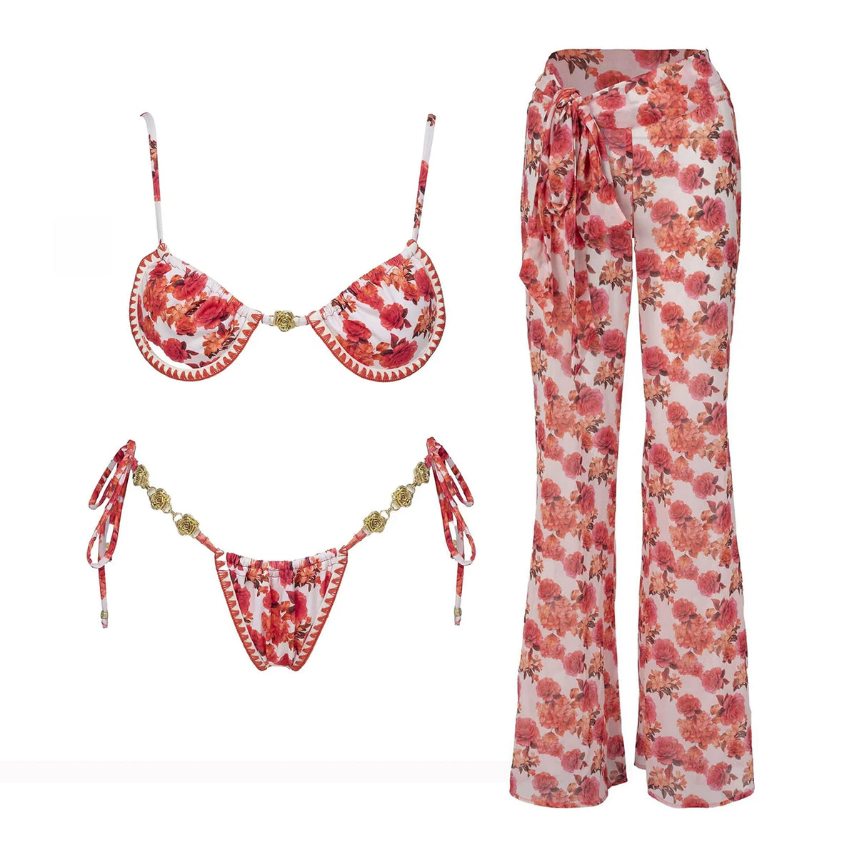 3Pcs Micro Bikini 2026 New Swimwear Women Swimsuit Sexy Brazilian Bikini Set Printed Thong Beachwear Bathing Suit Female Biquini