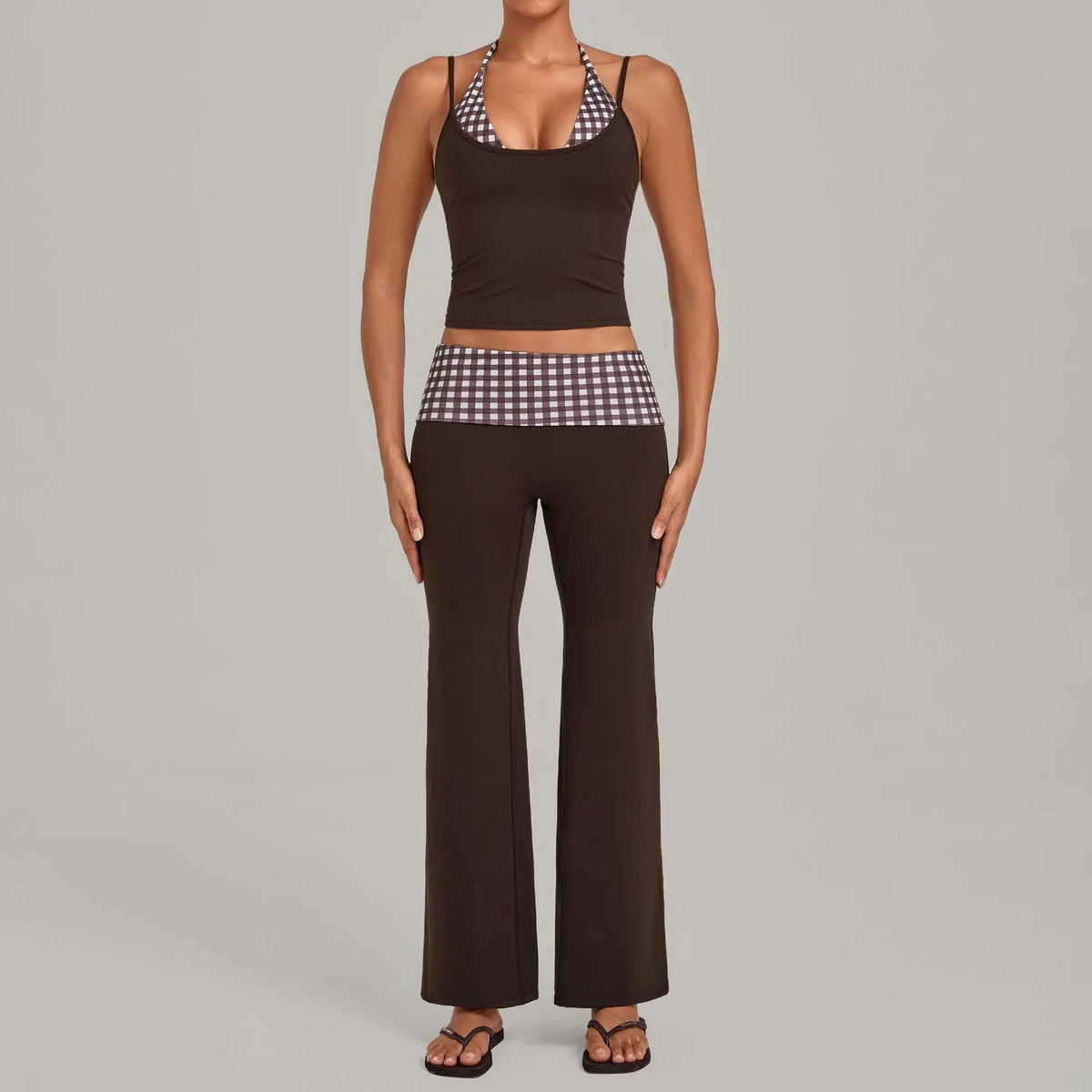 Women's Sleeveless Yoga Set Sports Workout High Waist Butt-Lifting Flared Pants Suits Beautiful Back Slim-Fit Running Vest Sets
