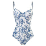 2024 Sexy Women Push Up One Piece Swimwear Girl Bikini Swimsuit White Print Summer Beach Skirt Bathing Suit Dress