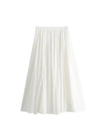 Foridol Solid White A-line Long Skirt Spring Summer Women Elegant Pleated Skirt Bottoms 2025 High Waist Female Faldas Mujer