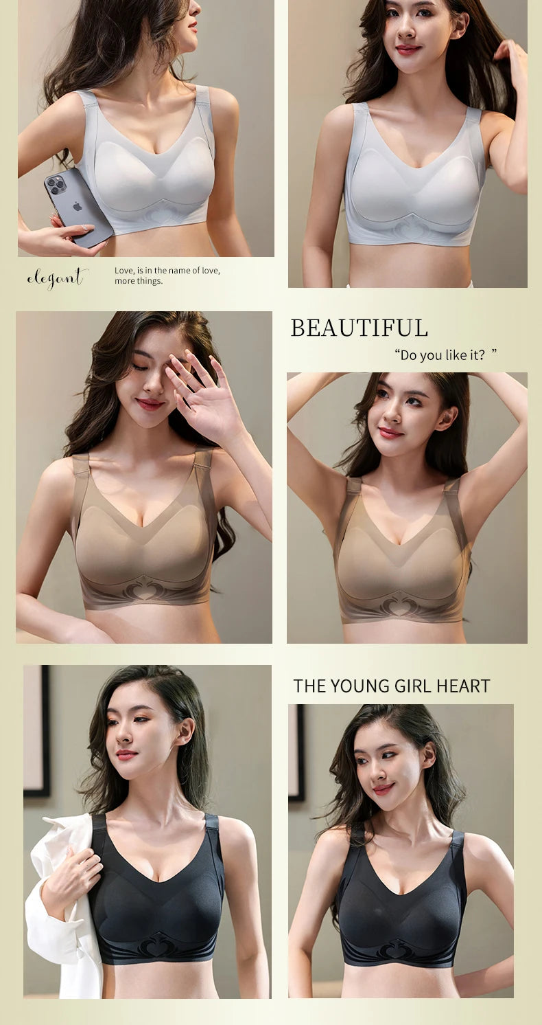 Sexy Lifting Seamless Underwear Women's Small Breasts Gathering No Steel Ring Bh Upper Holder Breast Adjustable Ladies Bra M-6XL
