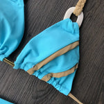 Splicing Halter Knitted Bikini Women Swimwear Female Swimsuit Two-pieces Bikini Set Brazilian Bather Bathing Suit Swim Beachwear