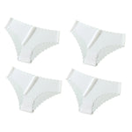 4Pcs/Set Ice Silk Mid-Rise Panties Women's Seamless Briefs Solid No Show Underwear Scalloped Edge Panties Sexy Lingerie XS-XL