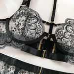 Toucheart 5 Piece Sexy Embroidery Underwear Set for Women Mesh Patchwork See-through Halter Underwear Garters Sexy Lingerie Set