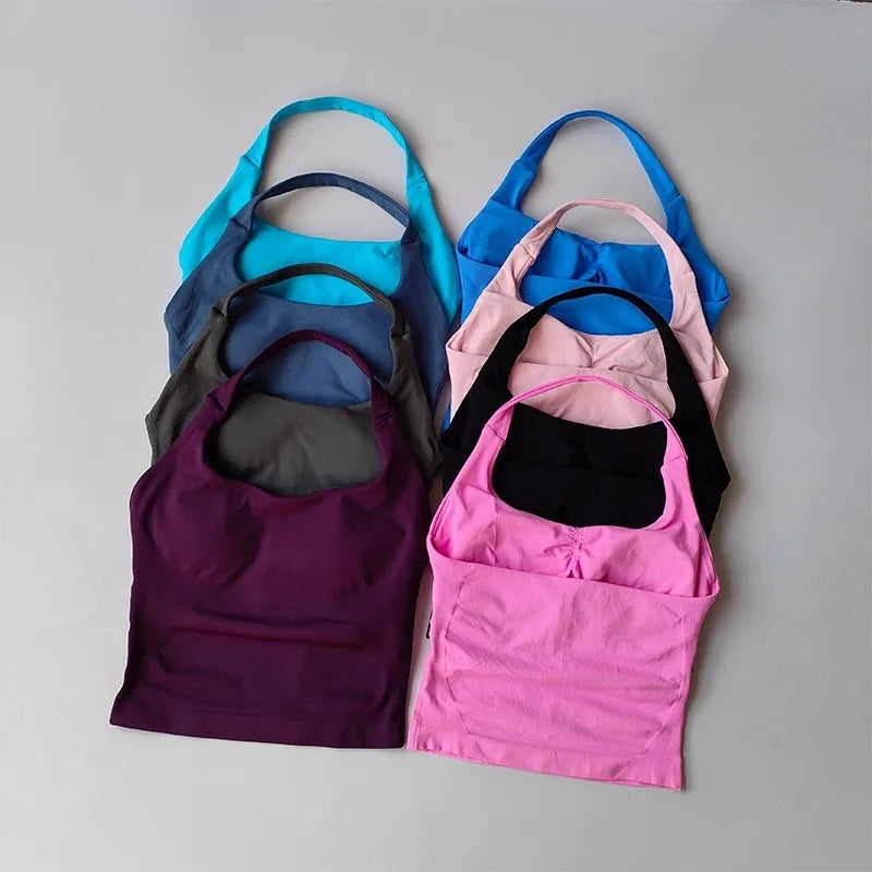 Neck Halter Yoga Vest Shockproof Running Sports High-strength Sports Underwear Fitness Pilates Suspender Beautiful Back Summer