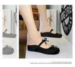 BIGTREE Satin Bow With One Strap With Shallow Mouth Half-Tugging Women's Hollow Inner Heightened Round-Head Sandals Comfortable