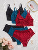 3 Colors Lace Women's Underwear Set Wireless Hollow Out Sexy Bralette Soft Breathable Ladies Sleepwear