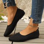 Elastic Knitting Flats Slip on Shoes for WomenSummer Breathable Soft Loafers Woman Lightweight Casual Shoes Mom Moccasins