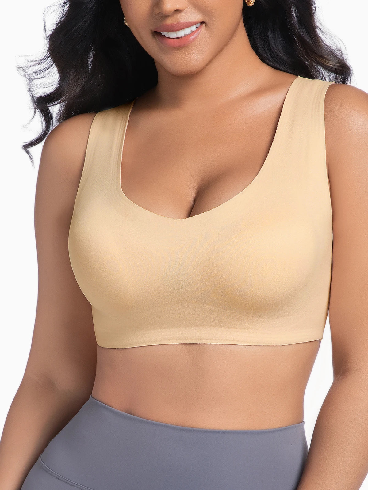 Women's 1 Pack Seamless Thermal Bra Tank Top Fleece-Lined Wireless Removable Pads Comfortable Daily Lingerie forFallWinterWarmth