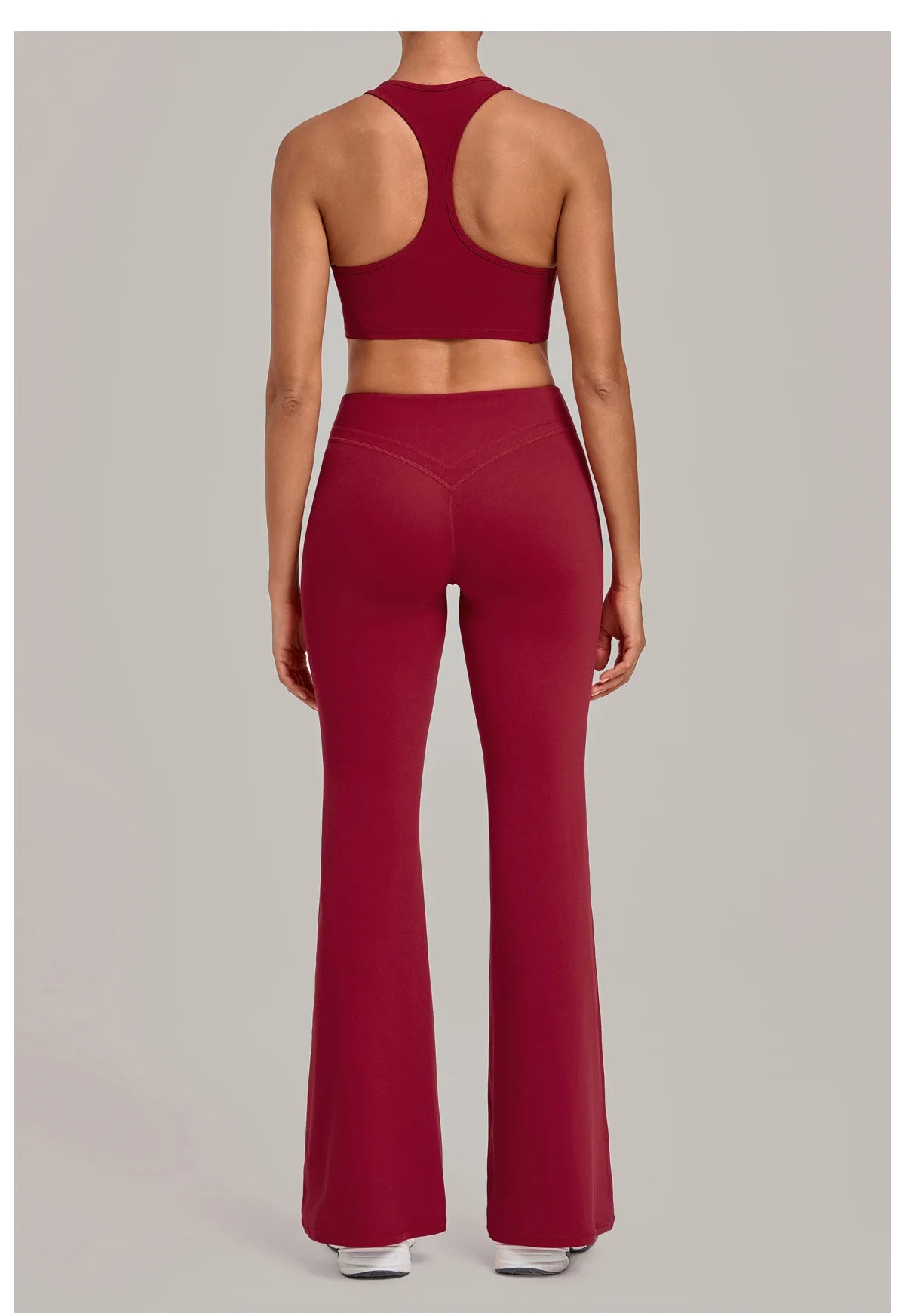 Breathable Stretch Yoga Sets Women Quick Drying Shockproof Sports Bra High Waist Bell Bottom Pants Gym Two-piece Fitness Suit