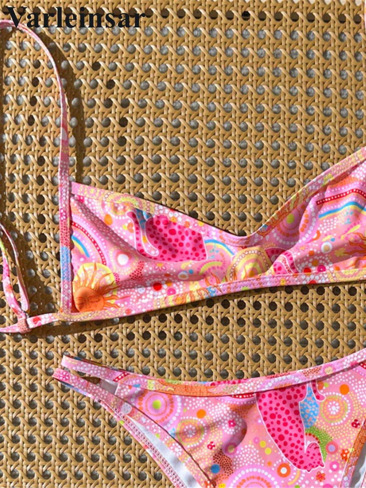 S - XL Printed Brazilian Bikini Women Swimwear Female Swimsuit Two-pieces Bikini set High Leg Cut Bather Bathing Suit Swim V8179