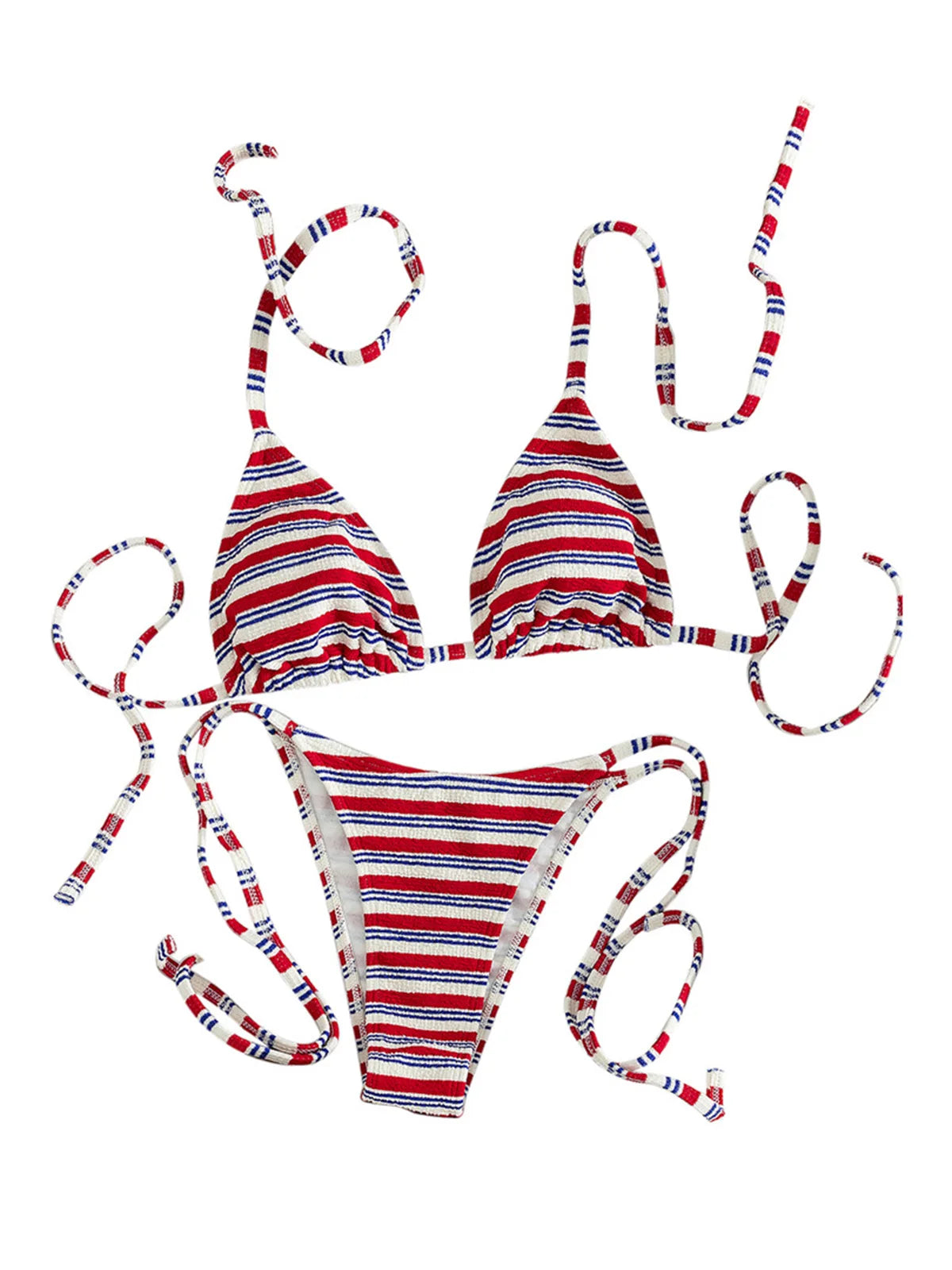 S - XL Striped Halter Bikini Women Swimwear Female Swimsuit High Cut Leg Bather Bathing Suit Swim Two-pieces Bikini set K8043