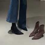 Vintage Women Ankle Boots Fashion Pointed Toe Thin High Heels Shoes Party Prom Elastic Slim Botas Para Mujer 2025 New