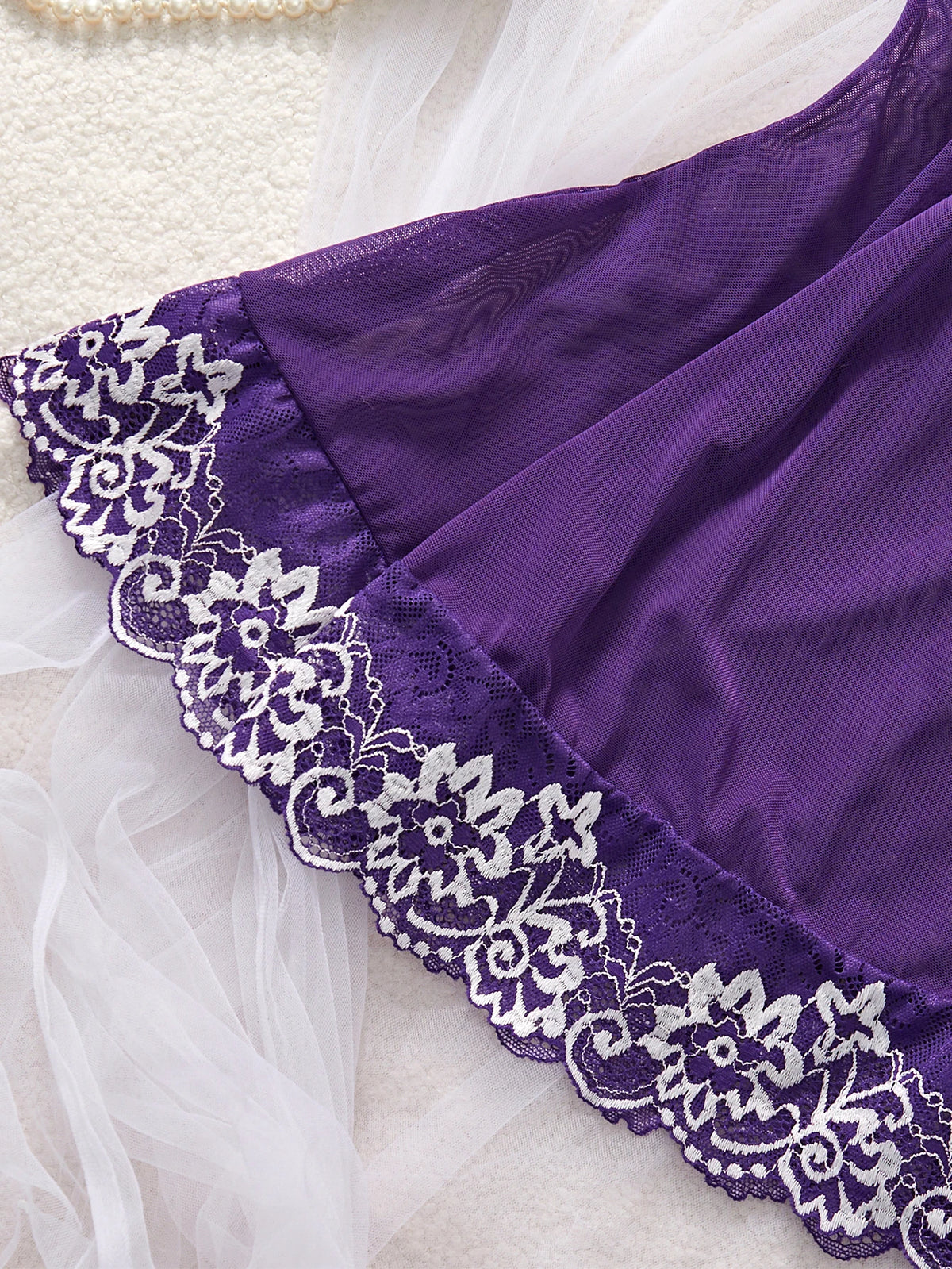 Purple Sexy Lingerie Women Lace See Through Babydoll Dress Slim Soft V Neck Full Slip Sleepwear Erotic Underwear Festival Gift