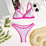 Sexy Black Bikinis Sets Pink Edge Swimwear V Neck Swimsuit Woman 2026 Micro Thong High Cut Bathing Suit Bikinis De Mujer Biquini