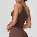 Women Seamless Cloud Feel One-Shoulder Waist-Cinching Yoga Vest Quick-Dry Slimming Sports Shaping Underwear Running Fitness Top